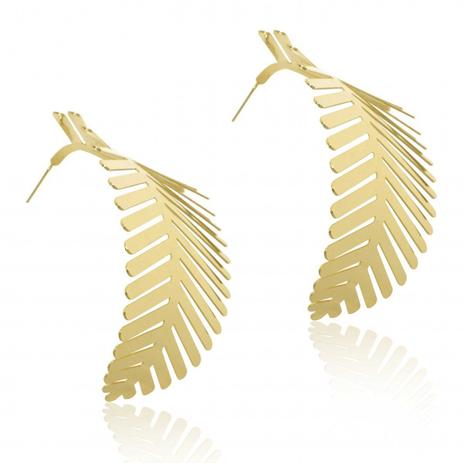 Maxi Brinco Folha Folheado a Ouro 18k - Lunozê Menor preço em Maxi Brinco Folha Folheado a Ouro 18k - Lunozê