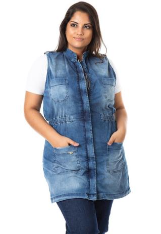 colete feminino jeans plus size