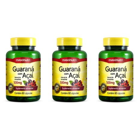 Maxinutri Guaraná + Acaí 500mg C/60 (Kit C/03) Menor preço em Maxinutri Guaraná + Acaí 500mg C/60 (Kit C/03)
