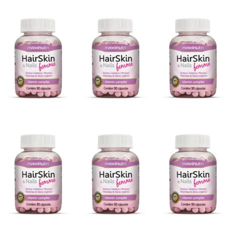 Maxinutri Hairskin Femme C/90 (Kit C/06) Menor preço em Maxinutri Hairskin Femme C/90 (Kit C/06)