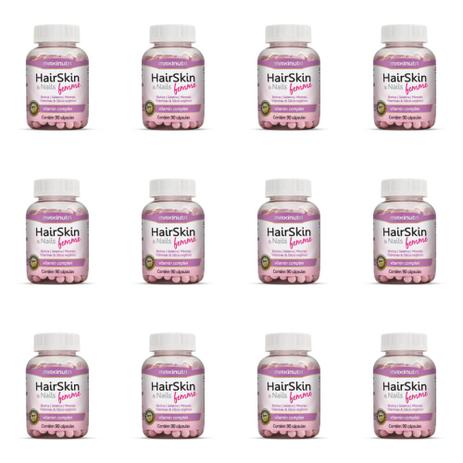 Maxinutri Hairskin Femme C/90 (Kit C/12) Menor preço em Maxinutri Hairskin Femme C/90 (Kit C/12)