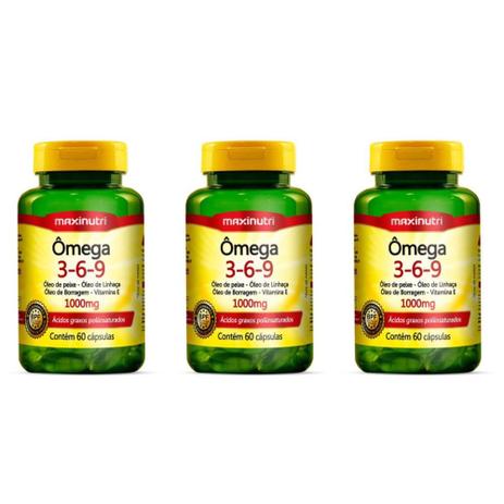 Maxinutri Omega 3/6/9 Triplo 1g C/60 (Kit C/03) Menor preço em Maxinutri Omega 3/6/9 Triplo 1g C/60 (Kit C/03)
