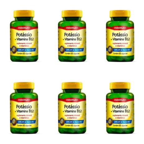 Maxinutri Potassio + Vitamina B12 C/60 (Kit C/06) Menor preço em Maxinutri Potassio + Vitamina B12 C/60 (Kit C/06)