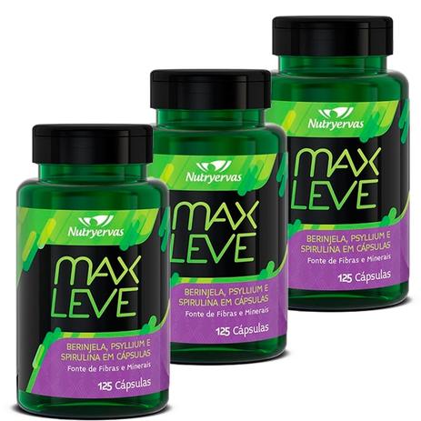 MaxLeve (Berinjela, Psyllium e Spirulina) Kit com 375 Cápsulas - Nutrye Menor preço em MaxLeve (Berinjela, Psyllium e Spirulina) Kit com 375 Cápsulas - Nutrye