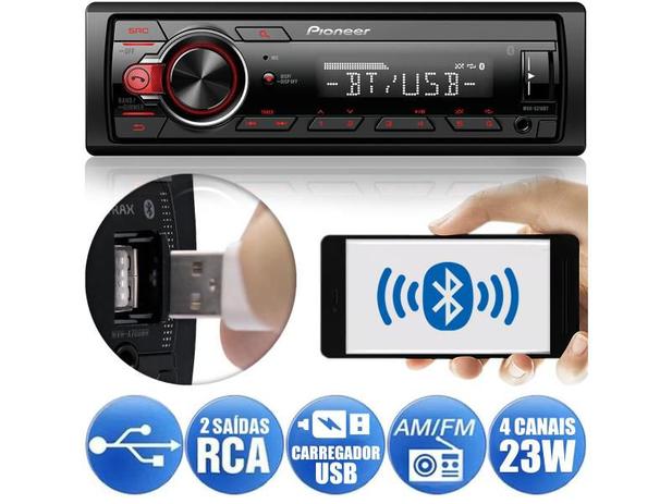 Media Receiver Pioneer MVH-S218BT Bluetooth 2 Saídas RCA Bluetooth Android Iphone Aux USB 1DIN Menor preço em Media Receiver Pioneer MVH-S218BT Bluetooth 2 Saídas RCA Bluetooth Android Iphone Aux USB 1DIN