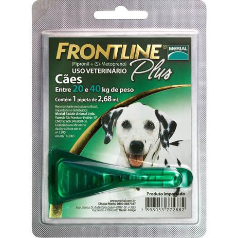 Medicamento Antipulgas e Carrapatos p/ cães de 20kg a 40kg - Frontline Plus - Merial é boa?