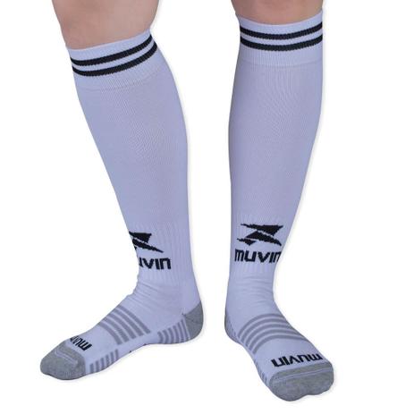 Meião Futebol Confort Juvenil MFB-210 - Branco/Preto - Muvin Menor preço em Meião Futebol Confort Juvenil MFB-210 - Branco/Preto - Muvin