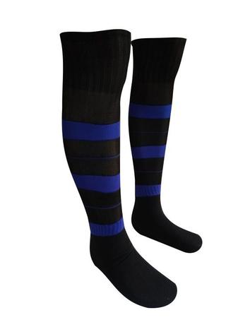 Meião Listrado Hensou Preto com Azul Royal Kit com 20 pares - Meias hensou Menor preço em Meião Listrado Hensou Preto com Azul Royal Kit com 20 pares - Meias hensou
