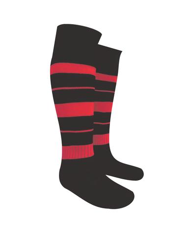 Meião Listrado Hensou Preto com Vermelho Kit com 20 pares - Meias hensou Menor preço em Meião Listrado Hensou Preto com Vermelho Kit com 20 pares - Meias hensou