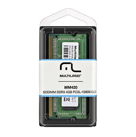 Memoria Notebook Multilaser Sodimm DDR3 4GB MM420 Menor preço em Memoria Notebook Multilaser Sodimm DDR3 4GB MM420