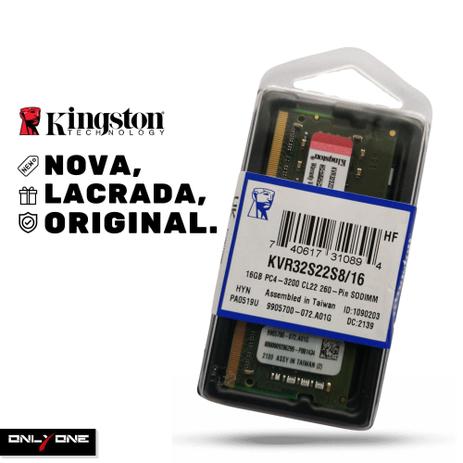 Memória RAM Kingston 16GB DDR4 3200Mhz para Notebook Menor preço em Memória RAM Kingston 16GB DDR4 3200Mhz para Notebook
