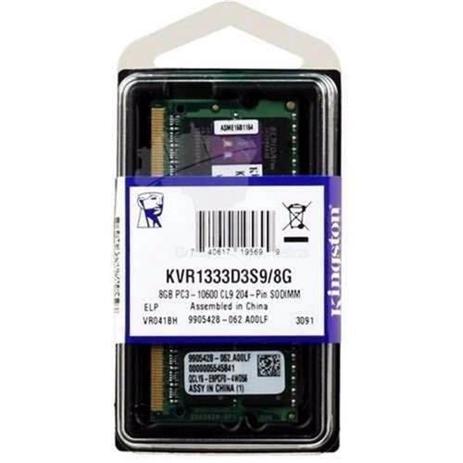 Memória RAM Notebook DDR3 8GB 1333Mhz KINGSTON KVR1333D3S9/8g Menor preço em Memória RAM Notebook DDR3 8GB 1333Mhz KINGSTON KVR1333D3S9/8g