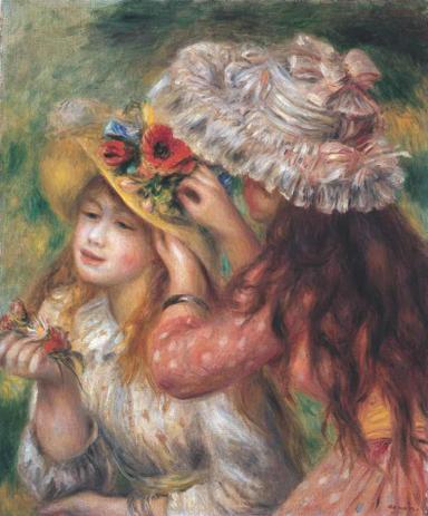 Meninas Colocando Flores nos Chapéus - Pierre-Auguste Renoir - Tela 50x60 Para Quadro - Santhatela é ruim? Meninas Colocando Flores nos Chapéus - Pierre-Auguste Renoir - Tela 50x60 Para Quadro - Santhatela é boa?