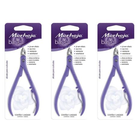 Merheje Basic Lilás Alicate De Cutícula (Kit C/03) Menor preço em Merheje Basic Lilás Alicate De Cutícula (Kit C/03)