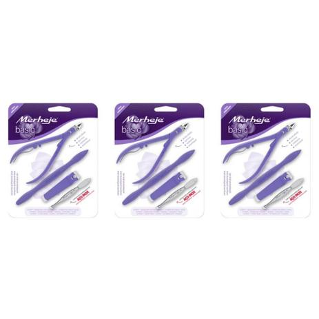 Merheje Basic Lilás Kit Alicate + Espátula + Cortador + Pinça (Kit C/03) Menor preço em Merheje Basic Lilás Kit Alicate + Espátula + Cortador + Pinça (Kit C/03)