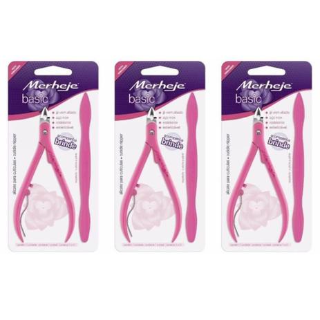 Merheje Basic Rosa Alicate De Cutícula + Espátula (Kit C/03) Menor preço em Merheje Basic Rosa Alicate De Cutícula + Espátula (Kit C/03)
