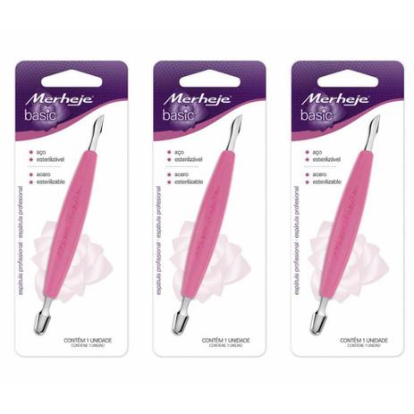 Merheje Rosa Espátula Manicure (Kit C/03) Menor preço em Merheje Rosa Espátula Manicure (Kit C/03)