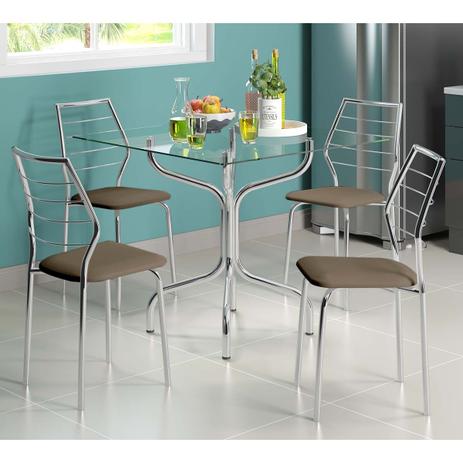 Mesa 393 Cromada com 4 Cadeiras 1716 Camurça Conhaque Carraro Menor preço em Mesa 393 Cromada com 4 Cadeiras 1716 Camurça Conhaque Carraro