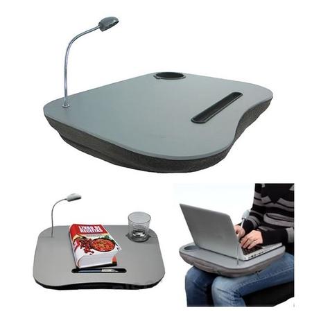 Mesa almofada para notebook suporte tablet apoio de colo multiuso base com luminaria led e porta cop - Faça resolva Menor preço em Mesa almofada para notebook suporte tablet apoio de colo multiuso base com luminaria led e porta cop - Faça resolva