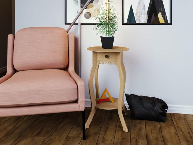 Mesa aparador redondo 1 gaveta alta madeira mdf - Arte moderna decor Menor preço em Mesa aparador redondo 1 gaveta alta madeira mdf - Arte moderna decor