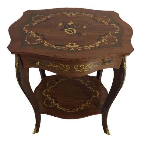 Mesa Auxiliar Clássica Luis XV Marchetada 1 Gaveta - Prime home decor Menor preço em Mesa Auxiliar Clássica Luis XV Marchetada 1 Gaveta - Prime home decor