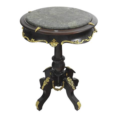 Mesa Auxiliar em Madeira Apliques em Bronze e Tampo Mármore - Prime home decor Menor preço em Mesa Auxiliar em Madeira Apliques em Bronze e Tampo Mármore - Prime home decor