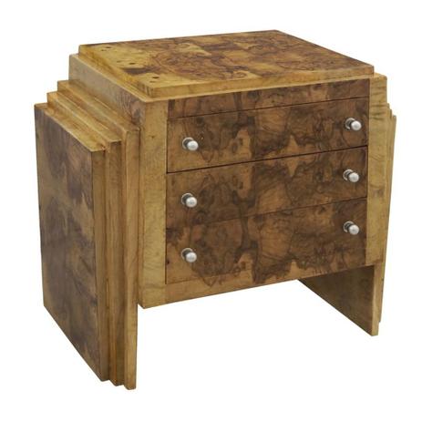 Mesa Auxiliar em Madeira Folheada a Rádica 3 Gavetas - Prime home decor Menor preço em Mesa Auxiliar em Madeira Folheada a Rádica 3 Gavetas - Prime home decor