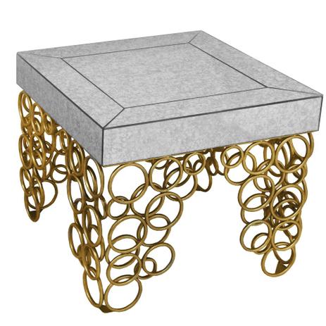Mesa Auxiliar Espelhada Com Argolas Douradas - Prime home decor Menor preço em Mesa Auxiliar Espelhada Com Argolas Douradas - Prime home decor