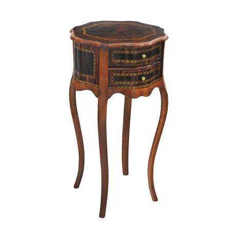 Mesa Auxiliar Lateral em Madeira Marchetaria Rádica 2 Gav - Prime home decor Menor preço em Mesa Auxiliar Lateral em Madeira Marchetaria Rádica 2 Gav - Prime home decor