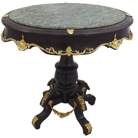 Mesa Auxiliar Redonda Madeira Bronze Tampo Mármore Verde - Not defined Menor preço em Mesa Auxiliar Redonda Madeira Bronze Tampo Mármore Verde - Not defined