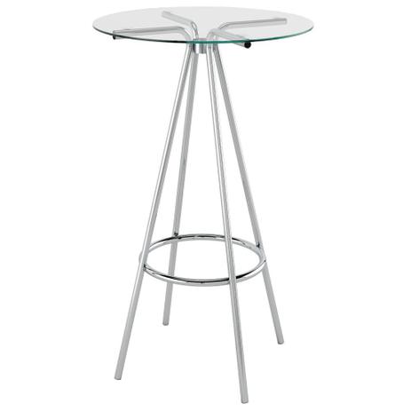 Mesa Bistrô Redonda com Tampo de Vidro - Incolor/Cromado - Pozza Menor preço em Mesa Bistrô Redonda com Tampo de Vidro - Incolor/Cromado - Pozza
