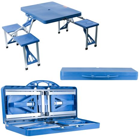 Mesa Camping DobrÃvel com 4 Banquetas PlÃstico Maleta - Nagano é boa?