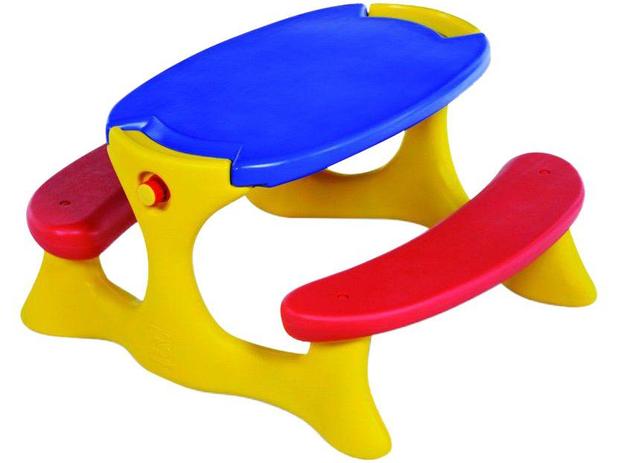 Mesa com 2 Banquetas Infantil Bandeirante Recreio - 4 Lugares