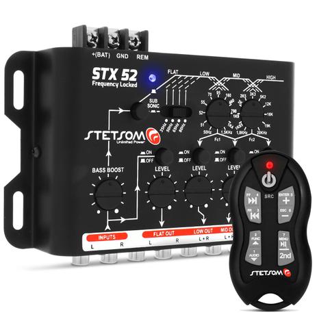 Mesa Crossover Stetsom STX52+Controle Longa Distância SX-2 500m Preto Menor preço em Mesa Crossover Stetsom STX52+Controle Longa Distância SX-2 500m Preto