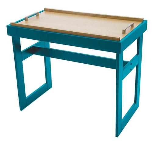 Mesa de Apoio Clean Turquesa com Bandeja de Madeira - Tramontina Menor preço em Mesa de Apoio Clean Turquesa com Bandeja de Madeira - Tramontina