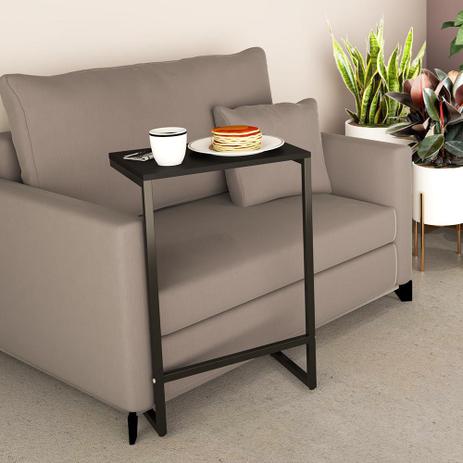 Mesa de Apoio Lateral Sofá Quadrada Vintage Aço E Madeira - DICARLO Menor preço em Mesa de Apoio Lateral Sofá Quadrada Vintage Aço E Madeira - DICARLO