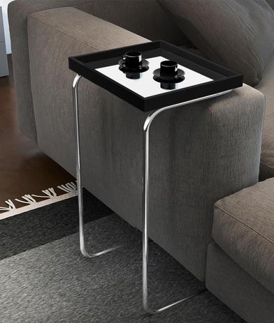 Mesa de Apoio para Sofá Bandeja Espelhada Laca Preta Base Cromada - Tna decor é boa?