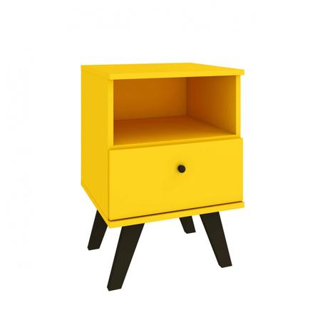 Mesa de Cabeceira 1 Gaveta Natu Delmarco Móveis Amarelo Menor preço em Mesa de Cabeceira 1 Gaveta Natu Delmarco Móveis Amarelo