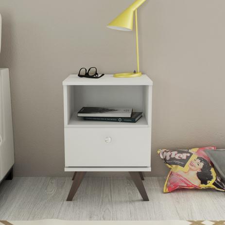 Mesa de Cabeceira 1 Gaveta RT 3019 Movelbento Branco Menor preço em Mesa de Cabeceira 1 Gaveta RT 3019 Movelbento Branco