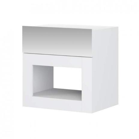 Mesa de Cabeceira com Espelho 1 Gaveta com Nicho 567 Complementos Carraro Branco Menor preço em Mesa de Cabeceira com Espelho 1 Gaveta com Nicho 567 Complementos Carraro Branco