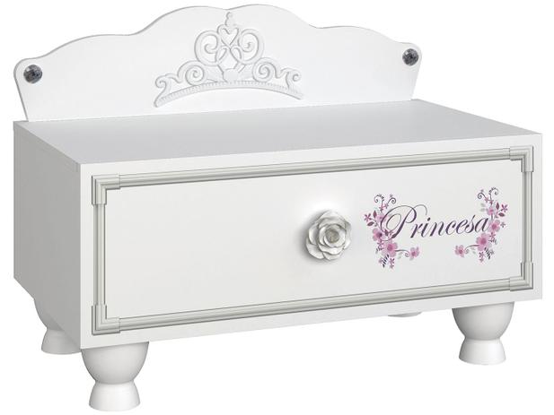 Mesa de Cabeceira Infantil 1 Gaveta - Princesas Disney Belle Pura Magia Menor preço em Mesa de Cabeceira Infantil 1 Gaveta - Princesas Disney Belle Pura Magia
