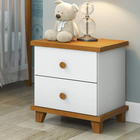 Mesa de Cabeceira Infantil 2 Gavetas Hugs Móveis Serpil Branco/Garapa Menor preço em Mesa de Cabeceira Infantil 2 Gavetas Hugs Móveis Serpil Branco/Garapa