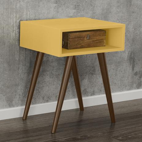 Mesa de Canto Retrô Rt 3025 Amarelo - Móvel Bento Menor preço em Mesa de Canto Retrô Rt 3025 Amarelo - Móvel Bento