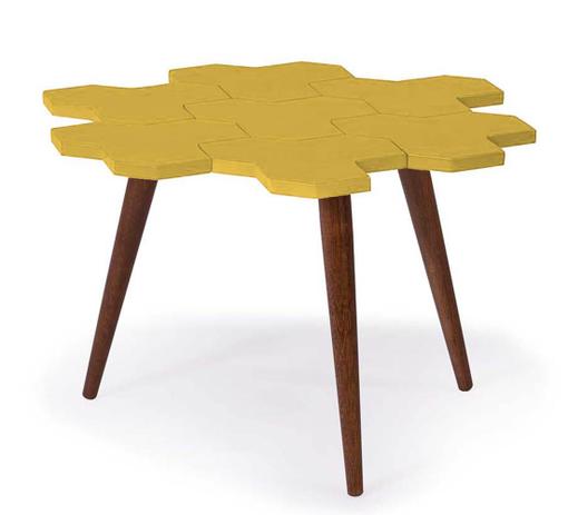Mesa de Centro Colmeia C/ Favos Cacau/Amarelo -18202 - Sun house Menor preço em Mesa de Centro Colmeia C/ Favos Cacau/Amarelo -18202 - Sun house