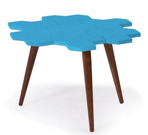 Mesa de Centro Colmeia Com Favos Cacau/Azul - 18039 - Sun house Menor preço em Mesa de Centro Colmeia Com Favos Cacau/Azul - 18039 - Sun house