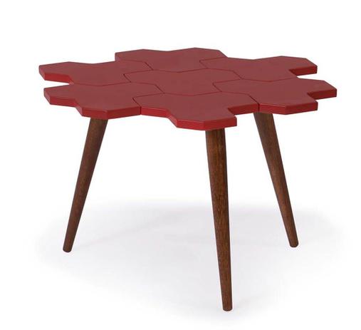 Mesa de Centro Colmeia Com Favos Cacau/Vermelho - 21851 - Sun house Menor preço em Mesa de Centro Colmeia Com Favos Cacau/Vermelho - 21851 - Sun house
