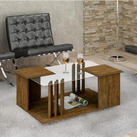 Mesa de Centro com Tampo em Vidro Jade Valdemóveis Ipê Menor preço em Mesa de Centro com Tampo em Vidro Jade Valdemóveis Ipê