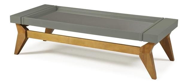 Mesa de Centro Crystal Nogal e Cinza - Máxima Menor preço em Mesa de Centro Crystal Nogal e Cinza - Máxima