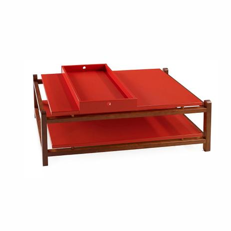 Mesa de Centro Uno 120cm Cacau e Vermelho Flame - Máxima Menor preço em Mesa de Centro Uno 120cm Cacau e Vermelho Flame - Máxima