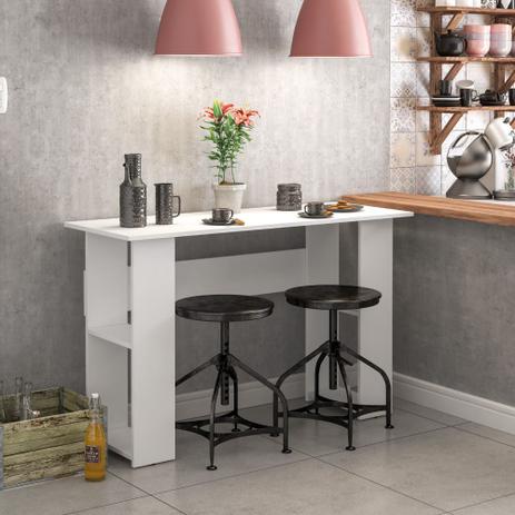 Mesa de Cozinha Lapa com 4 Nichos nas Laterais - Branco - Politorno Menor preço em Mesa de Cozinha Lapa com 4 Nichos nas Laterais - Branco - Politorno
